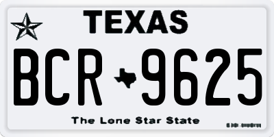 TX license plate BCR9625