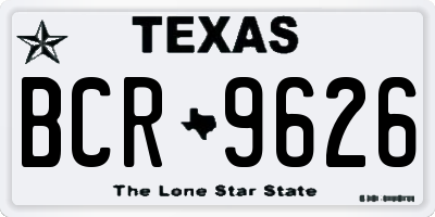 TX license plate BCR9626