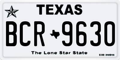 TX license plate BCR9630
