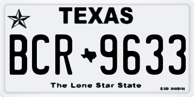TX license plate BCR9633