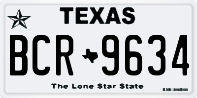 TX license plate BCR9634