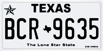 TX license plate BCR9635