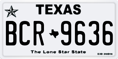 TX license plate BCR9636
