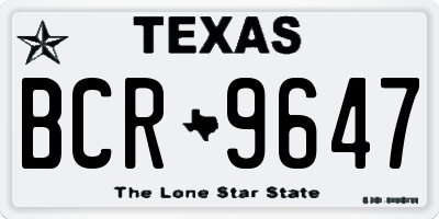 TX license plate BCR9647