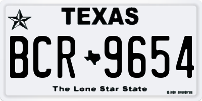 TX license plate BCR9654