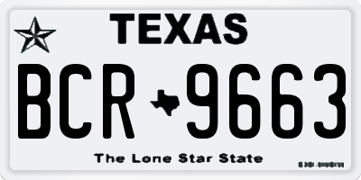 TX license plate BCR9663