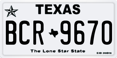 TX license plate BCR9670