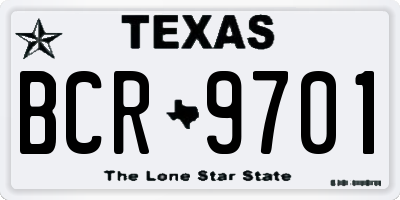 TX license plate BCR9701