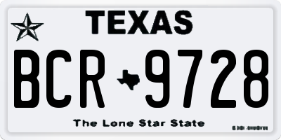 TX license plate BCR9728