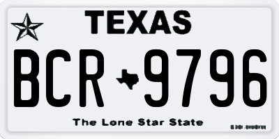 TX license plate BCR9796