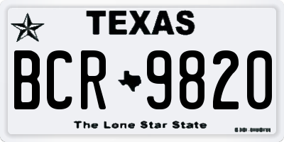 TX license plate BCR9820