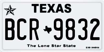 TX license plate BCR9832