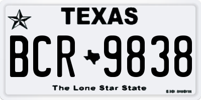 TX license plate BCR9838