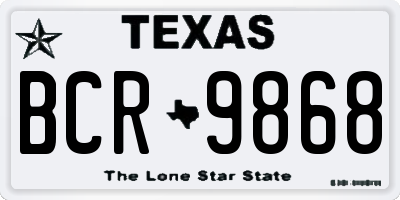 TX license plate BCR9868