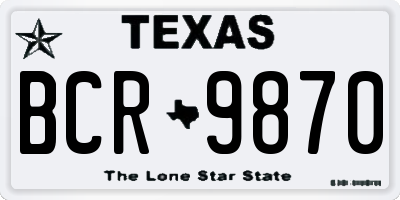 TX license plate BCR9870