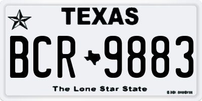 TX license plate BCR9883