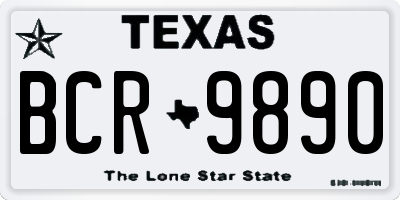 TX license plate BCR9890