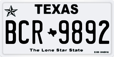 TX license plate BCR9892