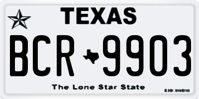 TX license plate BCR9903