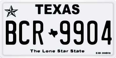 TX license plate BCR9904