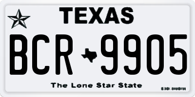 TX license plate BCR9905