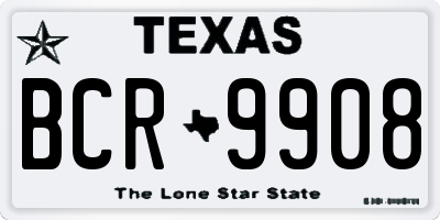 TX license plate BCR9908