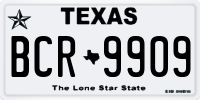TX license plate BCR9909