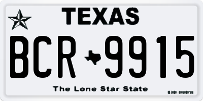 TX license plate BCR9915