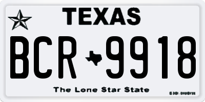 TX license plate BCR9918