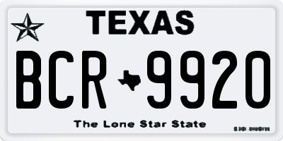 TX license plate BCR9920