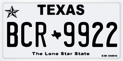 TX license plate BCR9922