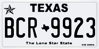 TX license plate BCR9923