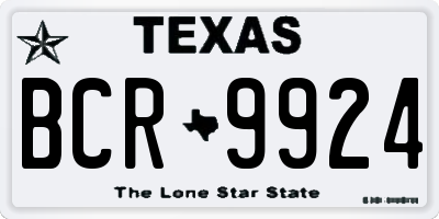 TX license plate BCR9924
