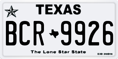 TX license plate BCR9926