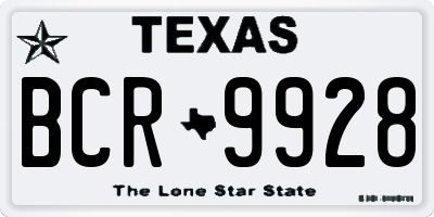 TX license plate BCR9928