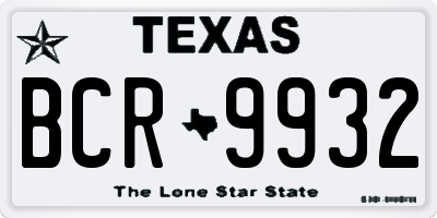 TX license plate BCR9932