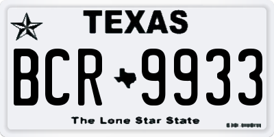 TX license plate BCR9933