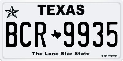 TX license plate BCR9935