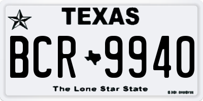 TX license plate BCR9940