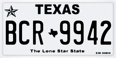 TX license plate BCR9942
