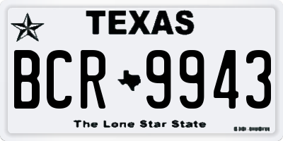 TX license plate BCR9943