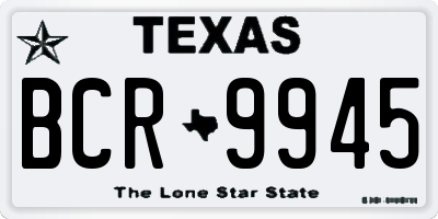 TX license plate BCR9945