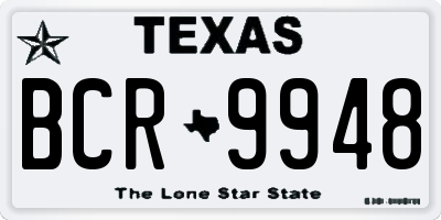 TX license plate BCR9948