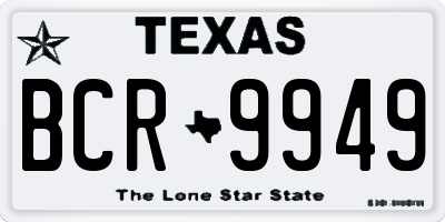 TX license plate BCR9949