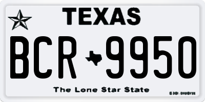 TX license plate BCR9950