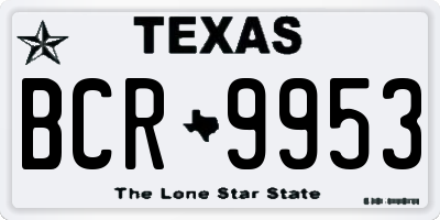 TX license plate BCR9953