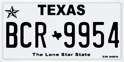 TX license plate BCR9954