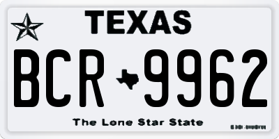 TX license plate BCR9962