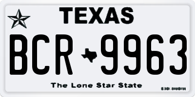 TX license plate BCR9963