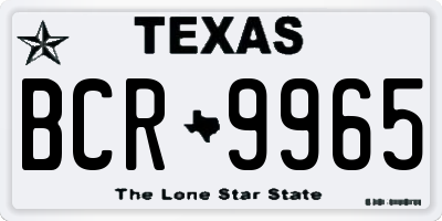 TX license plate BCR9965